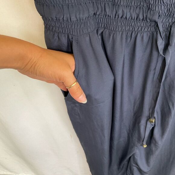 Sea Lily Miami Pia Power Black 100% Silk Wide Leg Jumpsuit Size M - Picture 7 of 13